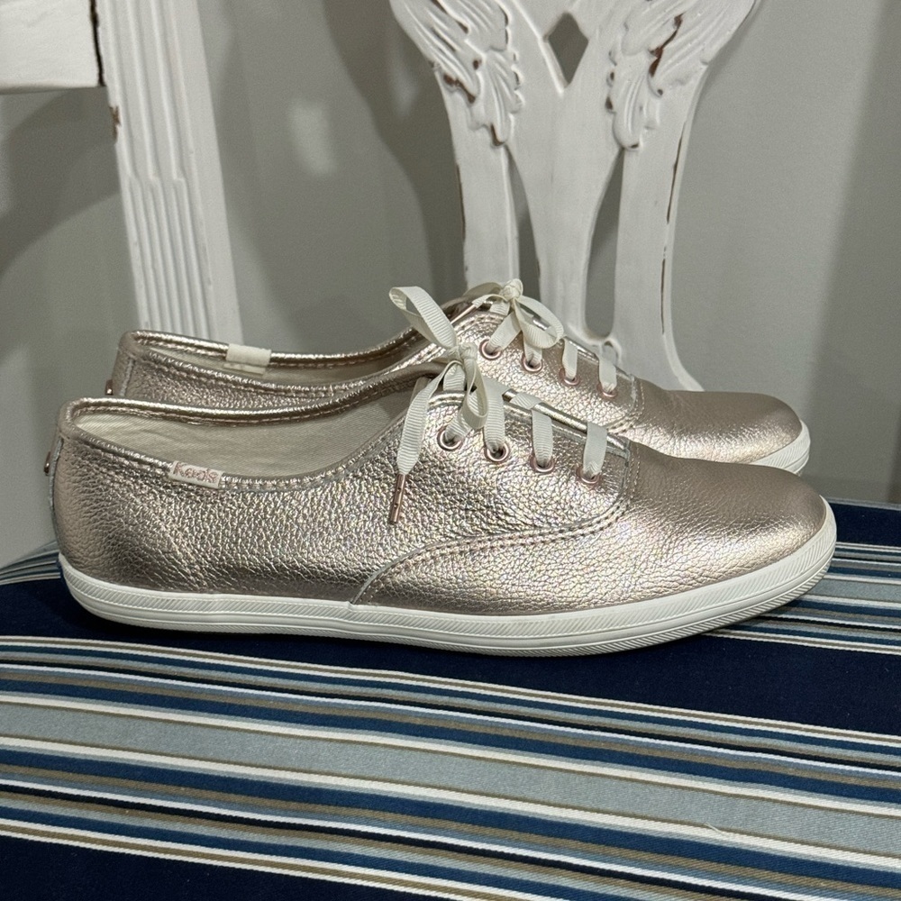 Kate Spade X Keds Rose‎ Gold Metallic Sneakers Shoes Size 7.5